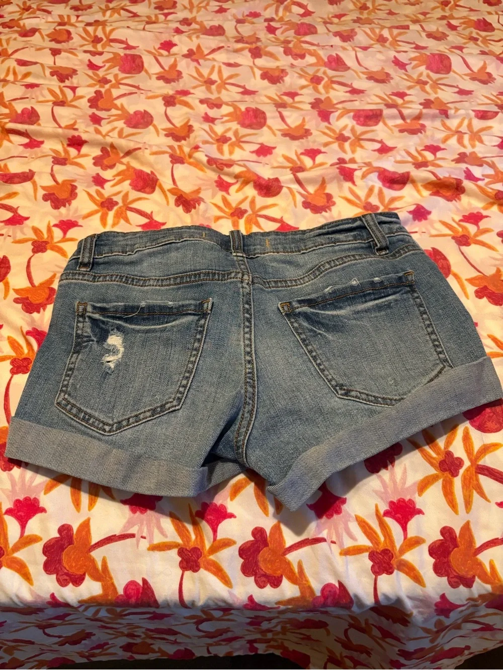 Eunia Denim Rolled Hem Distressed Women's Shorts - Blue
